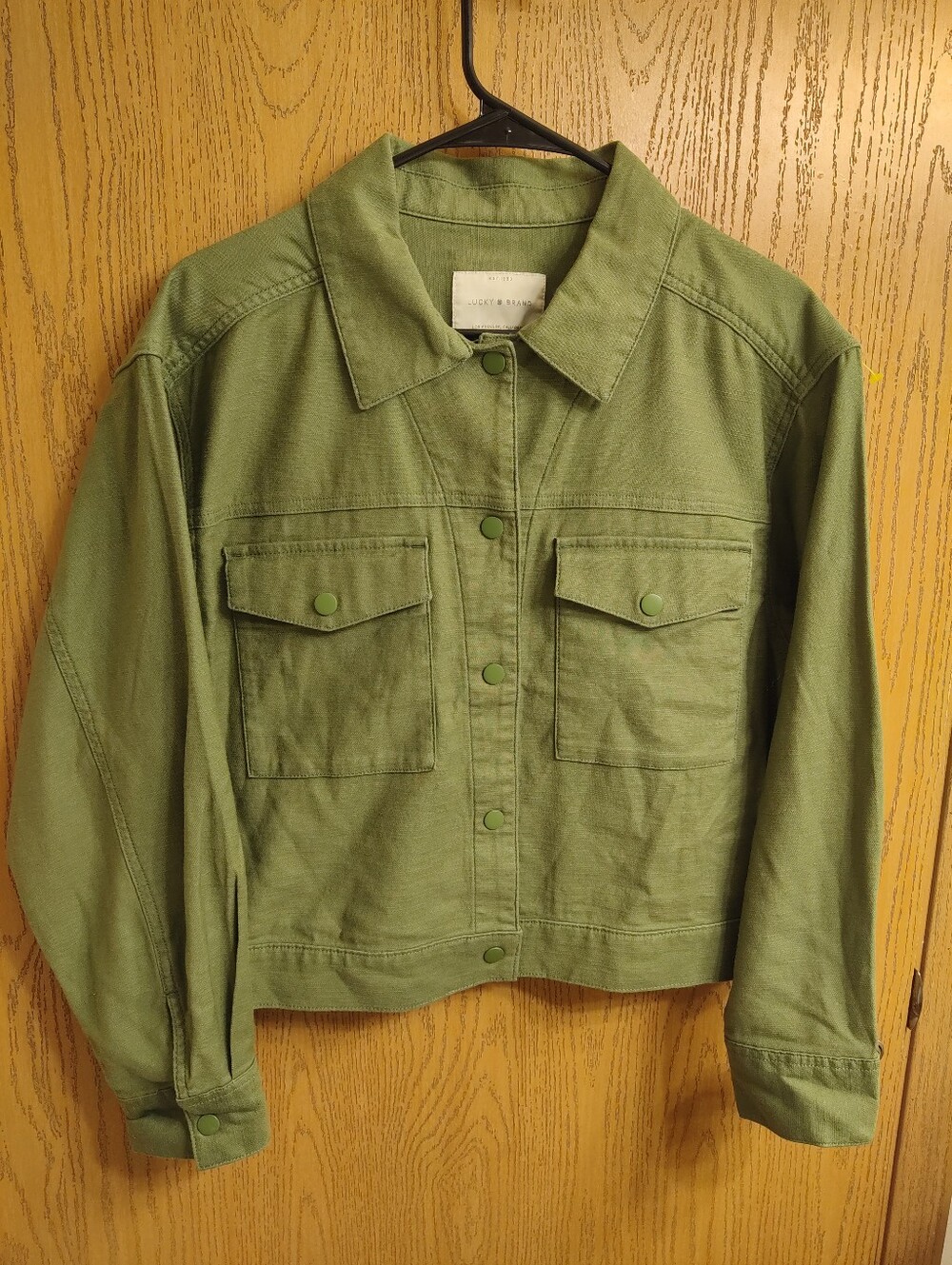 Lucky Brand Olive Green Button-Front Jean Jacket